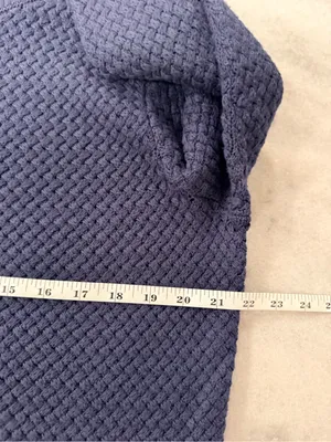 L.L.Bean Size XL Navy Blue Basket Weave Cotton Round Neck Sweater Pullover thumbnail 9