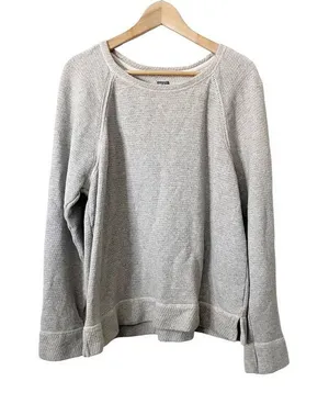 Aerie Light Gray Metallic Thread Crewneck‎ Pullover Sweatshirt Size Large thumbnail 1
