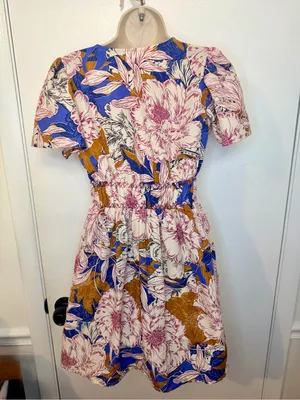 Band Of The Free Free People Blouson Mini Floral Multicolor Short Sleeve Dress S thumbnail 9