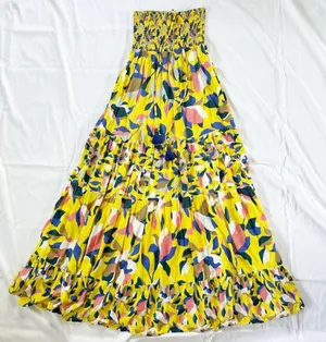 MAAJI Strapless Long Smocked Tiered Maxi Dress Floral Hamilton Bay Print Size M thumbnail 2