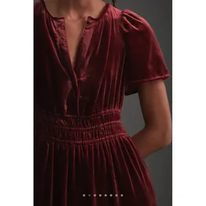 NWT by Anthropologie The Somerset Maxi in Red Maroon Velvet Edition Dress XS thumbnail 4