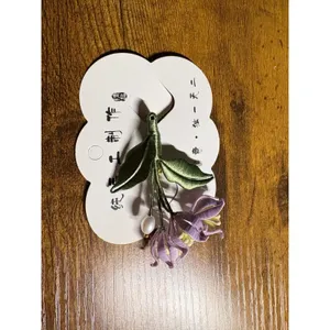 Lily of the Valley Embroidered‎ Flower Brooch Pin Bridal Corsage Qipao new thumbnail 3