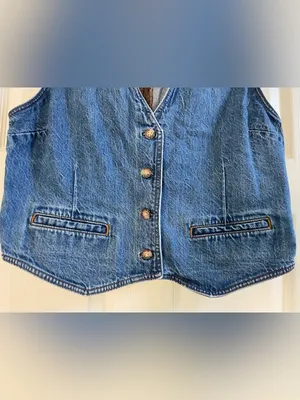 Women’s Abercrombie & Fitch Medium Wash Button-Front Denim Vest Blue Size L thumbnail 3