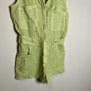 NWT Young Fabulous & Broke Hudson green linen blend cargo romper thumbnail 4