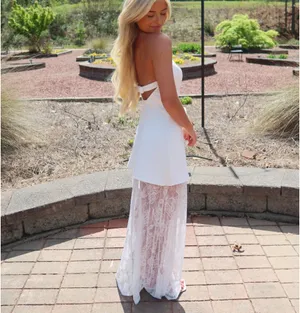 Lace maxi dress White Size M thumbnail 3