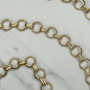Gold Tone Open Hoop Metal Chain Link Belt Decorative O Ring One Size ✨ thumbnail 9