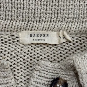 Harper Heritage cream knit polo henley cropped sweater thumbnail 6