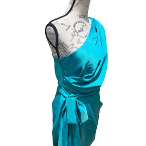 ASOS DESIGN Womens One Shoulder Drape Wrap Maxi‎ Dress Turquoise Blue Size 6 thumbnail 8