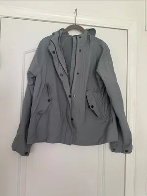 Everlane Cropped City Anorak Rain Coat Jacket Hooded in Blue-Gray Sz S thumbnail 3