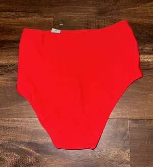 Aerie NWT Red High Waisted Bikini Bottom in Size Medium thumbnail 8