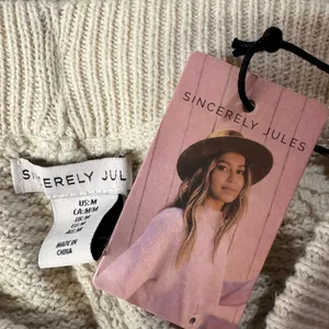 Sincerely Jules Medium Wide Leg Sweater Pants Pull-On High-Rise Stretch Beige thumbnail 4