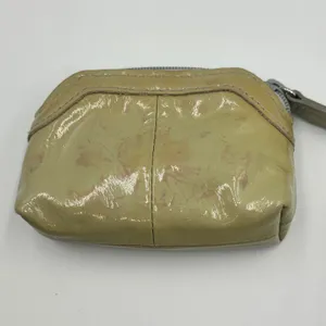 Brighton Patent Leather Heart Coin Purse Beige Tan Zip Pouch Polka Dot Lining thumbnail 2