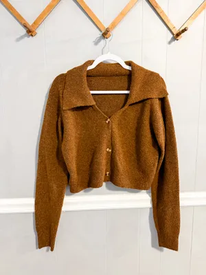 Commence Brown Cropped Cardigan thumbnail 2