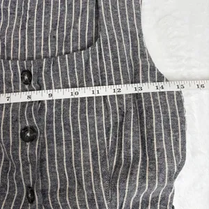 Banana Republic Linen-Blend Button Midi Dress Women's 6 Gray Pinstripe Chic Work thumbnail 6