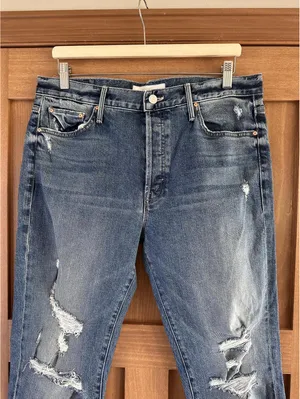 MOTHER Superior The Trickster Skimp Fray Thrill Seeker Distressed Jeans Women 31 thumbnail 3