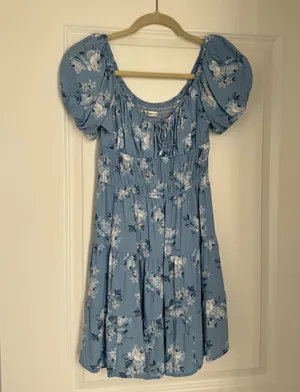 Hollister Blue Floral Puff-Sleeve Mini Dress thumbnail 2