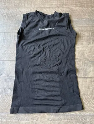 Steel Stretch Women's Black High Neck Ribbed‎ sides Tank Top Size S-M thumbnail 1