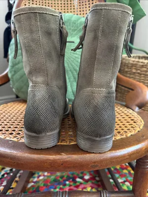 ROAN Affair P Taupe Suede Leather Lace Up Side Zip Military Granny Grunge Boots thumbnail 2