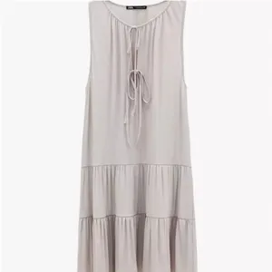 Zara NWT Beige Tiered Babydoll Midi Dress Soft Resort Wear Casual Summer Boho S thumbnail 10