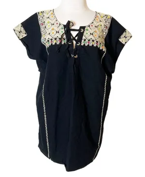 Anthropologie Valiante Panay Embroidered Caftan‎ Black Size Medium thumbnail 1