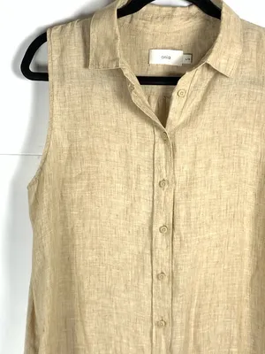 Onia Sleeveless Button-Front Swim Coverup in Beige thumbnail 7