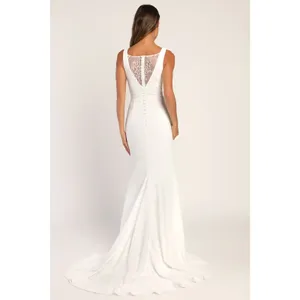NWT Lulus Long-Lasting Love Ivory Lace V-Neck Mermaid Dress Wedding Bride Size M thumbnail 3