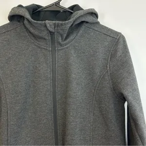 Lands End Soft Shell Hooded Grey Zip Up Fleece Lined Jacket Size XS thumbnail 4