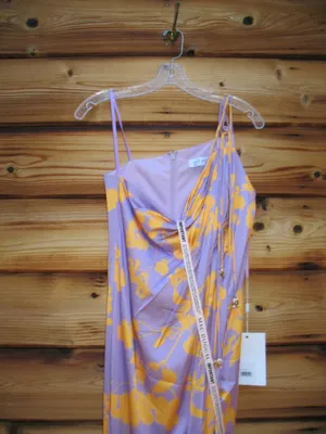 NWT Mac Duggal 68771 Orchid Floral Printed One Shoulder Maxi Dress S thumbnail 7