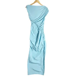 Paris Georgia Kaya Light Blue Ruched Sleeveless Maxi Dress Size S thumbnail 6