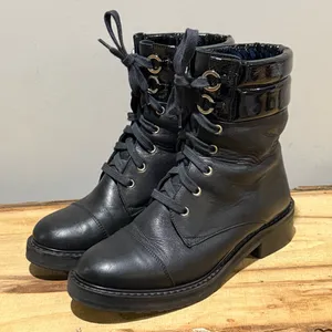 Fabianelli Black Leather Combat‎ Moto Boots Size 36/US5.5-6 A52 thumbnail 1