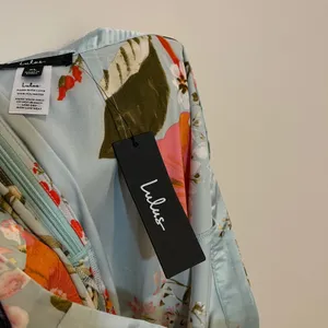 Lulu's Skirt Satin Floral Maxi‎ Superbly Stunning Light Green Blue XL NWT thumbnail 7