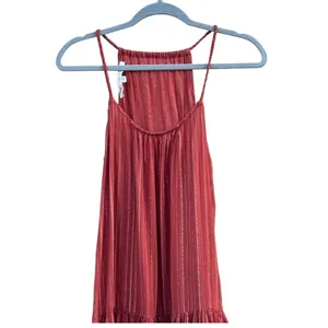 Anthropologie Frye x Alyssa Tiered Maxi Dress Copper Metallic Stripe Medium thumbnail 3