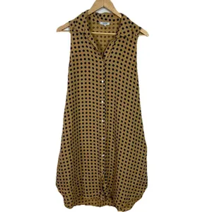 Rosemarine Italian Polka Dot Button Front Sleeveless Linen Dress Small‎ thumbnail 2