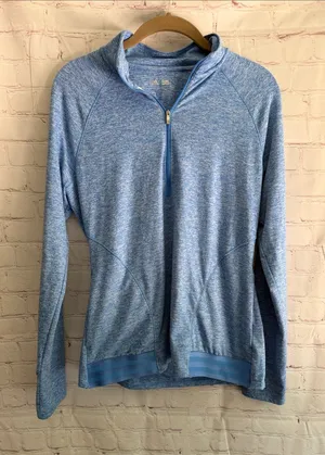 adidas Women's Light Blue Half-Zip Performance Pullover Size Medium thumbnail 1