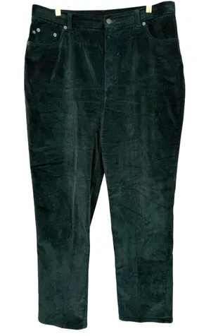 Lauren Ralph Lauren Womens Green Corduroy Straight Leg High Rise Pants Size 14W thumbnail 1