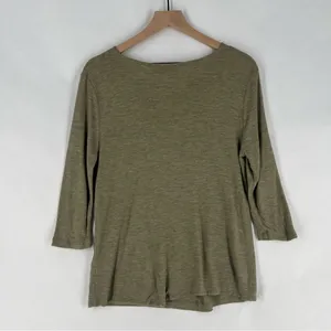 Holistia Olive Green‎ Cowl Neck 3/4 Sleeve Lightweight Soft Modal Tencel Top S thumbnail 7