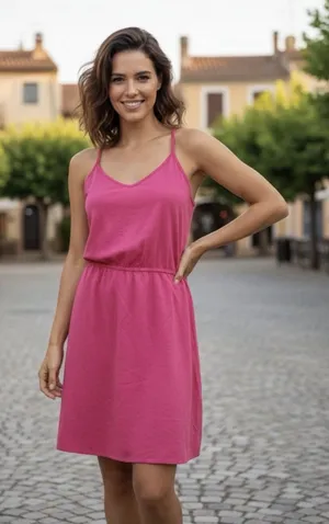 Vero Moda My Milo Linen Blend Singlet Short Casual Sundress Dress‎ Pink Large thumbnail 1