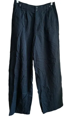 Madewell linen blend wide leg black trousers women's 6 casual pants 29 inseam thumbnail 1