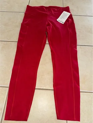 Lululemon Fast & Free With Pockets High Rise 25” Dark Red Size 10 NWT thumbnail 1