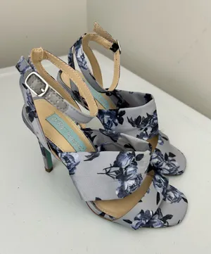 Betsey Johnson Blue Floral Heeled Sandals Size 6M thumbnail 1