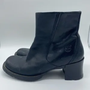Timberland Alyse Black Leather Block Heel Ankle Boots Moto Y2K Women's size 7 thumbnail 3