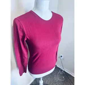 Zara Womens t-shirt Red Long Sleeve Crew Neck Cotton Blend Stretch Tee Large thumbnail 2