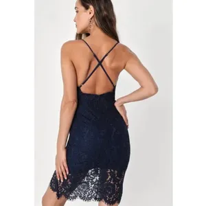 Lulus Flirting with Desire Navy Blue Lace Bodycon Dress thumbnail 3