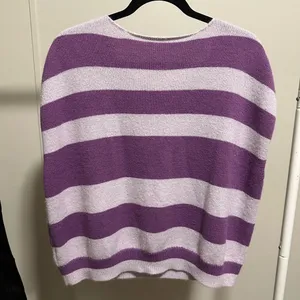 Purple Striped Sleeveless Knit Sweater Scoop Neck size XL thumbnail 3
