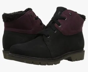 Cat Women’s Fret Faux Fur black & maroon‎ leather boots size 8.5 thumbnail 1