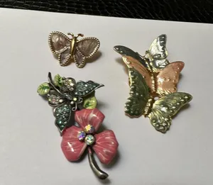 Lot Of 3 Pretty Butterfly Insect Brooch Pins thumbnail 4