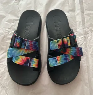 Chaco Tie-Dye Double-Strap Slide Sandals - Black Footbed thumbnail 1