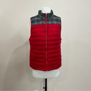 Ruff Hewn Red Quilted Puffer Vest with Black Plaid Fleece Trim Size Small thumbnail 5