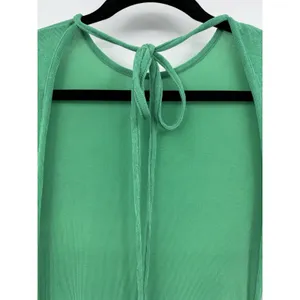 Dramatic Cowl-Neck Draped Back Maxi Dress Medium Green Long Sleeve Formal Sexy thumbnail 6