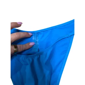SKIMS Swim Side Tie Bikini Bottom Cyan Blue Medium Low Rise High Cut Leg M thumbnail 3